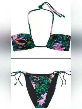 L/L ❤️VS Swim Halter Bikini Top Cheeky Bikini Set Tropical Island Getaway